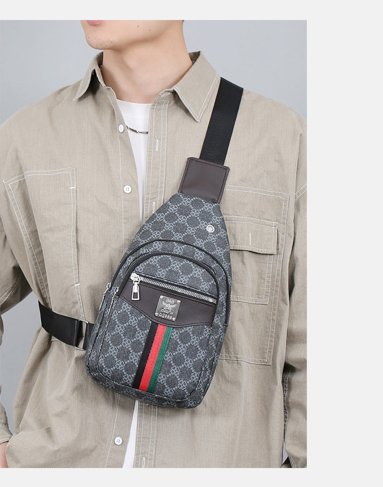 Cross-border chest bag, men's crossbody bag, travel shoulder bag, large-capacity leather bag, sports small backpack, multi-functional men's bag undefined