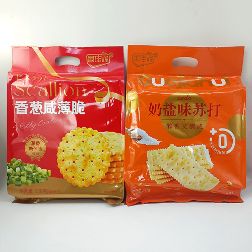 Guojiahui chive salty crispy milk salty soda biscuits bagged Internet celebrity afternoon tea snack casual snack biscuits