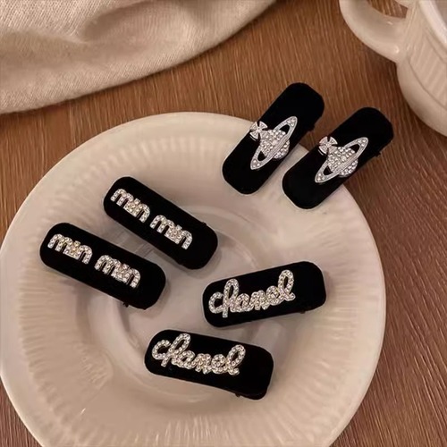 Black temperament miu hairpin ears hairpin women side broken hairpin high-end bear bangs clip duckbill clip