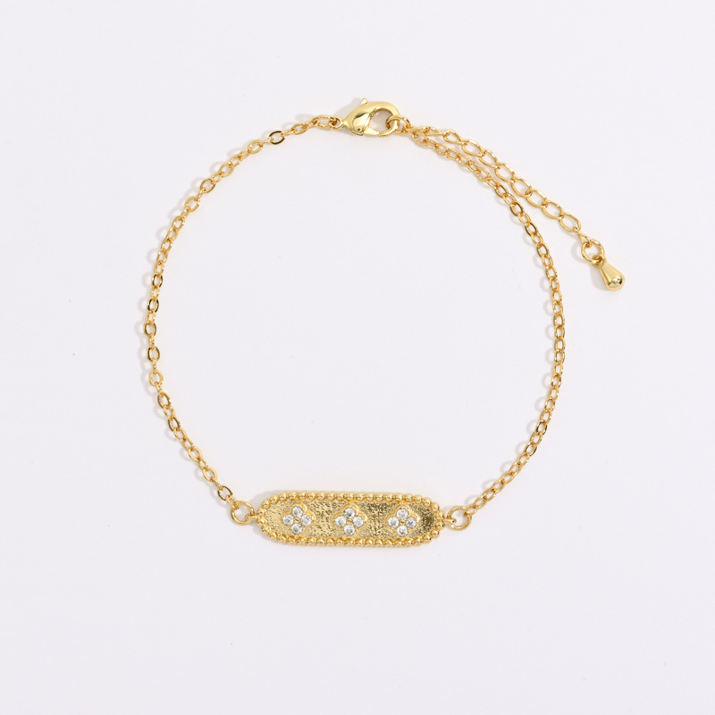 Fashion Four Leaf Clover Copper Bracelets Zircon Copper Bracelets