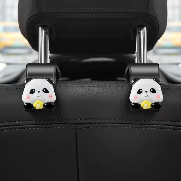 Gancho negro para automóvil Gancho panda de resina asiento trasero asiento para automóvil interior de automóvil asiento trasero creativo