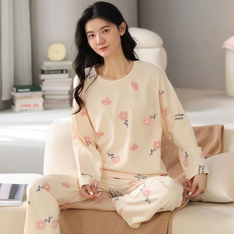 パジャマの女性の長袖のズボンの少女の甘くてかわいいアニメの女性の部屋の服のスーツの春と秋は外に着ることができます。|undefined
