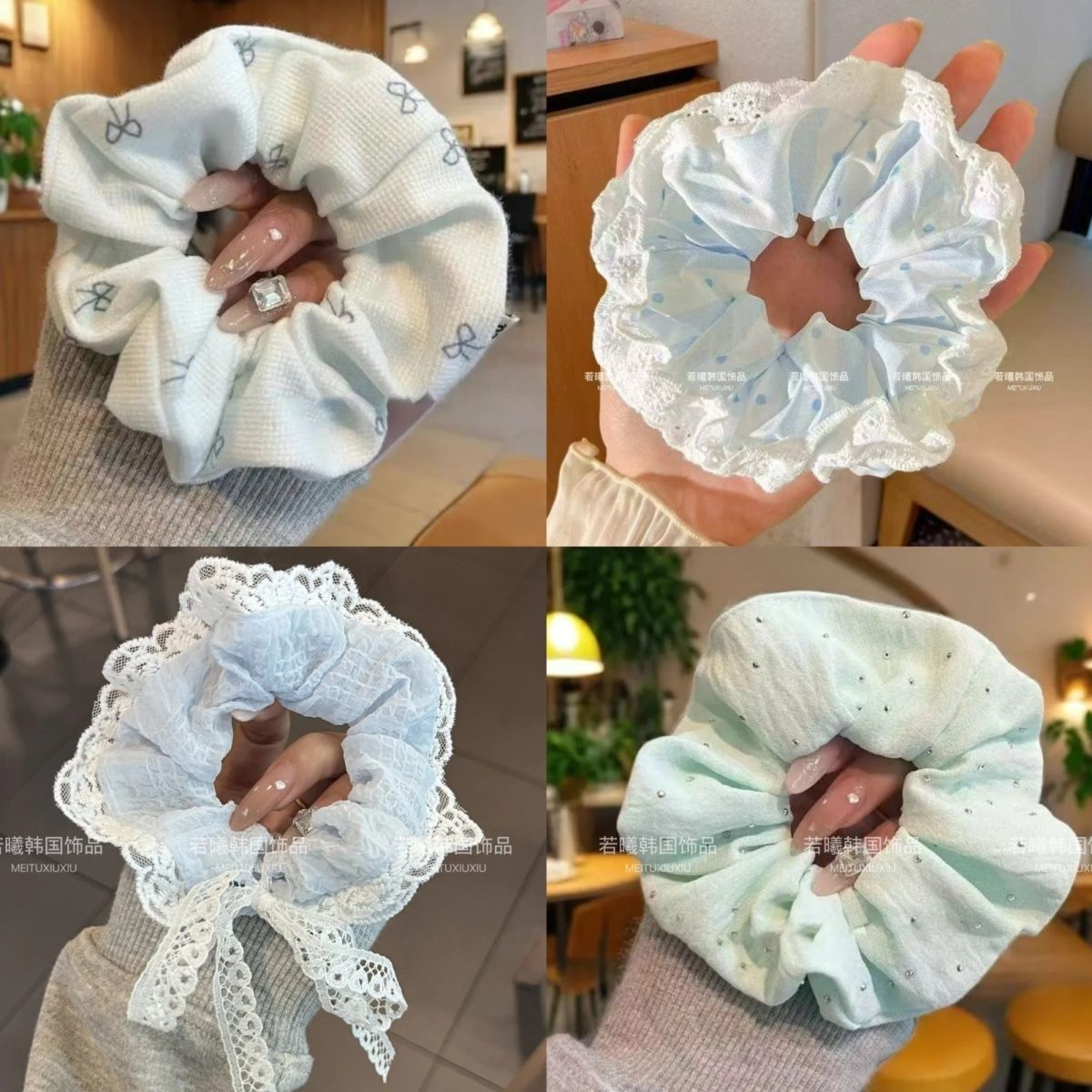 바다 소금 치즈 블루 젠틀 보우 대장 머리끈 일본과 한국의 새로운 달콤한 요정 기질 신선한 머리끈