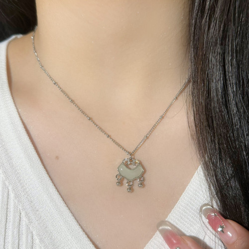 Titanium steel new product peace bell bell necklace for women, ethnic style collar necklace, national style accessory design, versatile neck chain