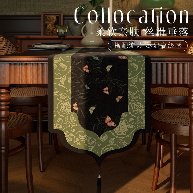 中世スタイルのテーブルフラグ、軽くて豪華なハイエンドのテーブルフラグ、テーブルクロス、長綿とリネンの生地、靴キャビネット、テレビキャビネット、引き出しキャビネットカバー|undefined