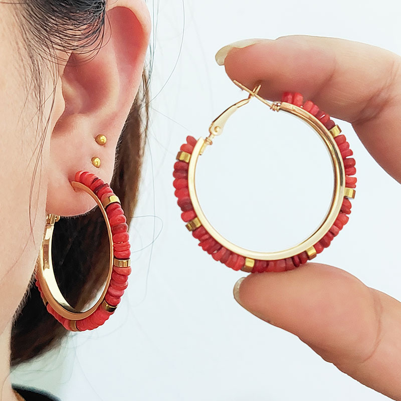 Retro Maillard Beaded Earrings for Women, Niche High-End, Accessible Luxury, Fashionable, Simple and Versatile, Handmade Earrings