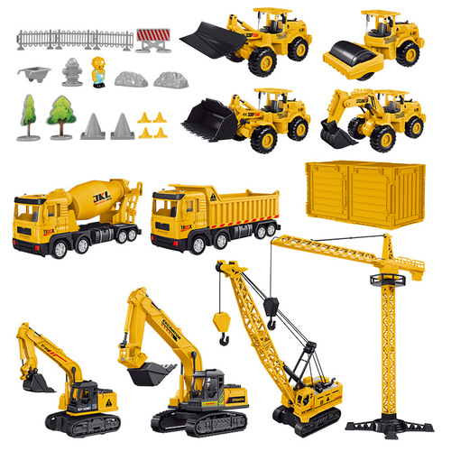 Children's engineering vehicle toy car set excavator mixer truck digging crane large three or four year old car boy