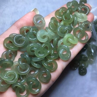 和田玉环环相扣吊坠玉石双连环玉坠晴水套环双环diy手链项链配件
