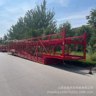 厂家定制8位轿运半挂车螳螂臂欧式车辆运输车2轴笼式车境外销售