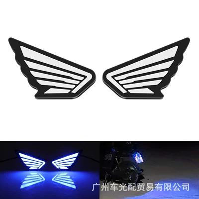 Cross-Border Hot-Selling High-Brightness Motorcycle Led Wing Eagle Eye Light Motorcycle Modification Light Strobe Brake Light Rear Tail Light (Tail light) - blue-flash-2-piecesset