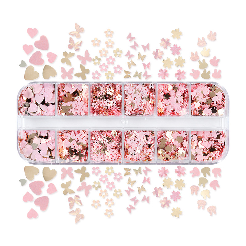 Sweet Heart Shape Flower Butterfly Pet Sequin Nail Decoration Accessories 1 Set display picture 1