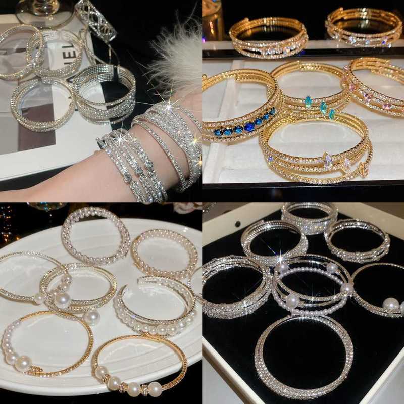 French-Style Elastic Diamond Multi-Layer Bracelet, Light Luxury High-End Feel, Personalized Trendy Exaggerated Jewelry with a Unique Design