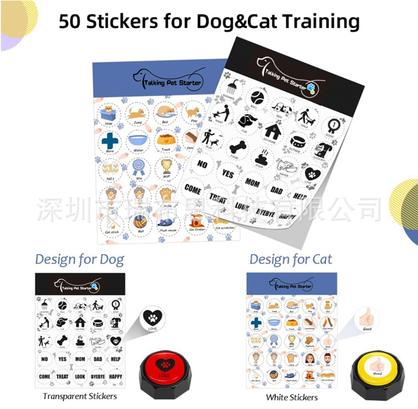 Fábrica en stock comunicación para mascotas botón grabación squeeze Box perro traje de entrenamiento con pegatinas mat