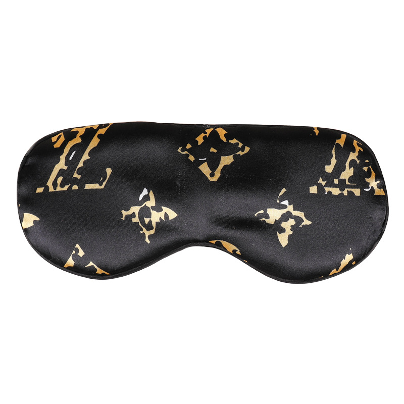 Impresión de seda artificial máscara de ojo colgante de oreja cubierta grande portátil transpirable cómoda máscara de ojo de seda para dormir máscara de ojo sombreado