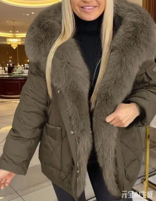 欧美亚马逊秋冬新款跨境欧美时尚外贸女装气质优雅连帽中长款棉服|undefined