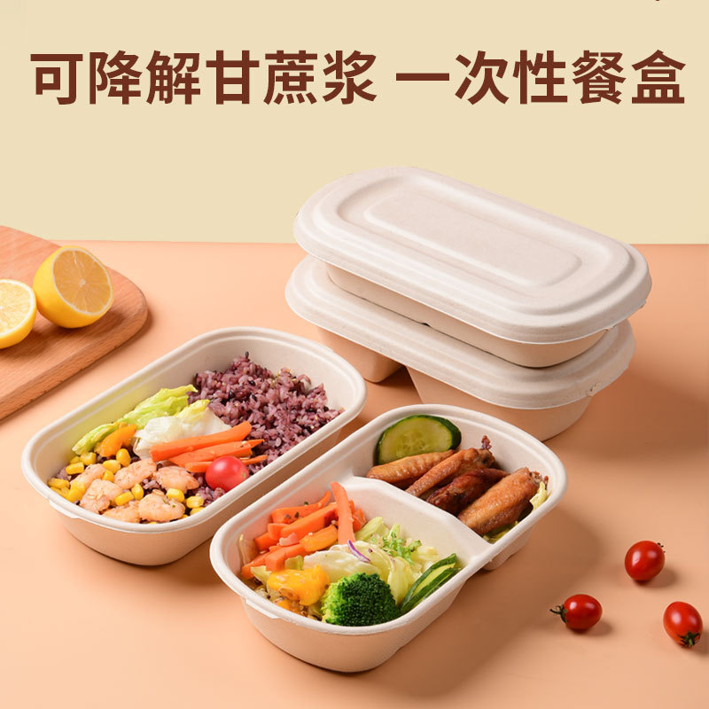 Caja de comida ligera, caja de ensalada, caja de embalaje de pulpa, caja de comidas desechable para llevar 700 850 1000 puntos de bento