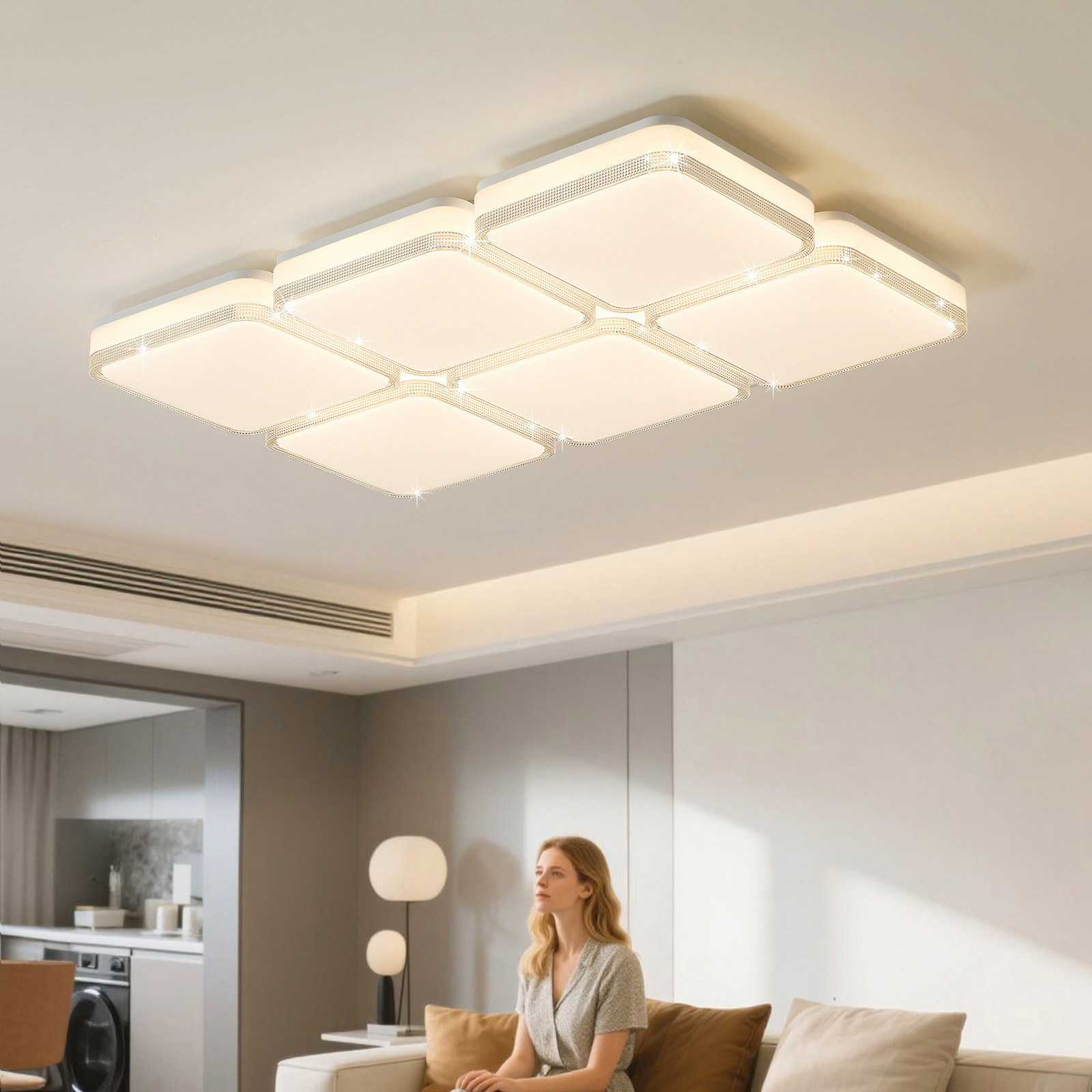 Luz de techo de la sala de estar moderna y simple atmósfera red doméstica nueva luz principal de vestíbulo luz lujosa luz de protección de ojos de alto brillo 336L