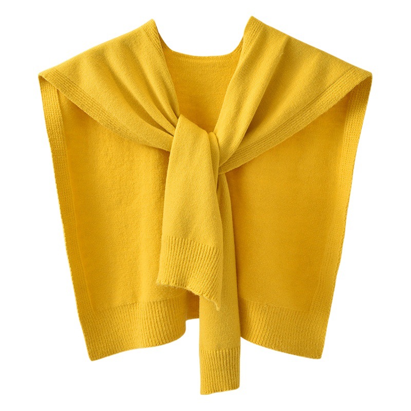South Korea Dongdaemun Autumn and Winter New Shoulder Small Shawl Solid Color Knitted Shawl Internet Celebrity Knot Scarf Scarf