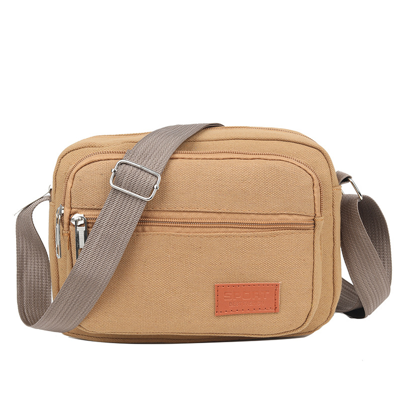 Lienzo pequeño bolso cuadrado bolso de los hombres multi-capa Negocio puesto cartera resistente al desgaste durable de las mujeres de hombro ocasional bolsa de mensajero