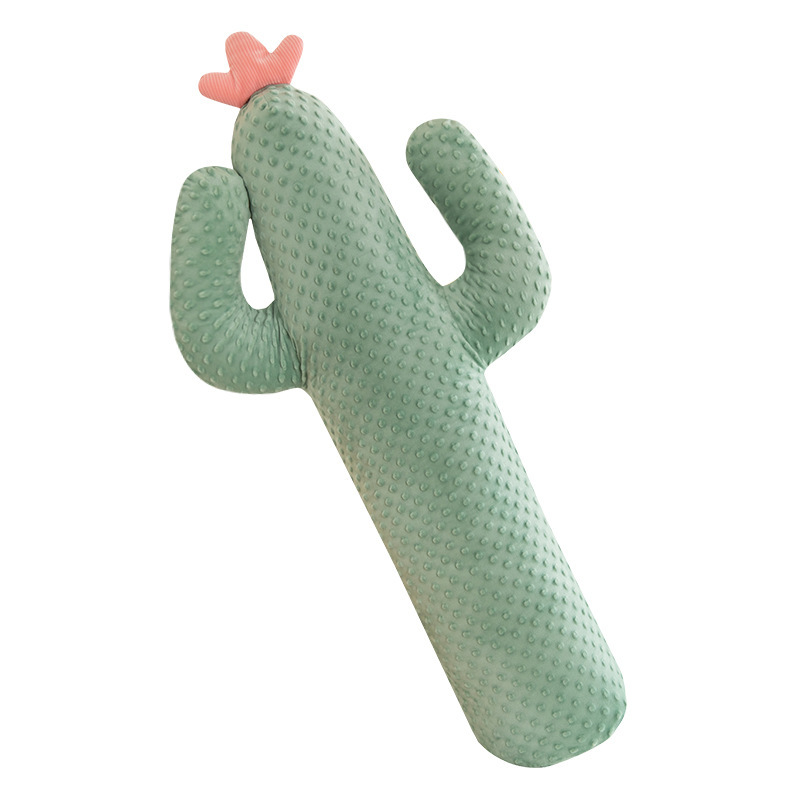 Almohada de cactus de viento ins, terciopelo de guisantes largos cilíndricos, color sólido, cama grande extraíble y lavable, almohada para dormir con piernas