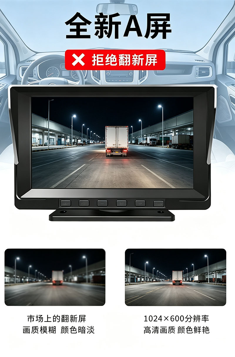 7inch Car LCD Monitor High-Definition Color Screen for Trucks, Buses, Vans, and Cars Reverse Display Screen