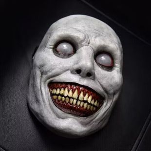 Latex Ready-Made Smiling White-Faced Devil Halloween Horror Cosplay Exorcist Mask Temu Cross-Border Hot Sale