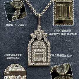 V金幸福之门项链城堡满钻鸟笼CNC精工银厚镀18K白金吊坠高级批发