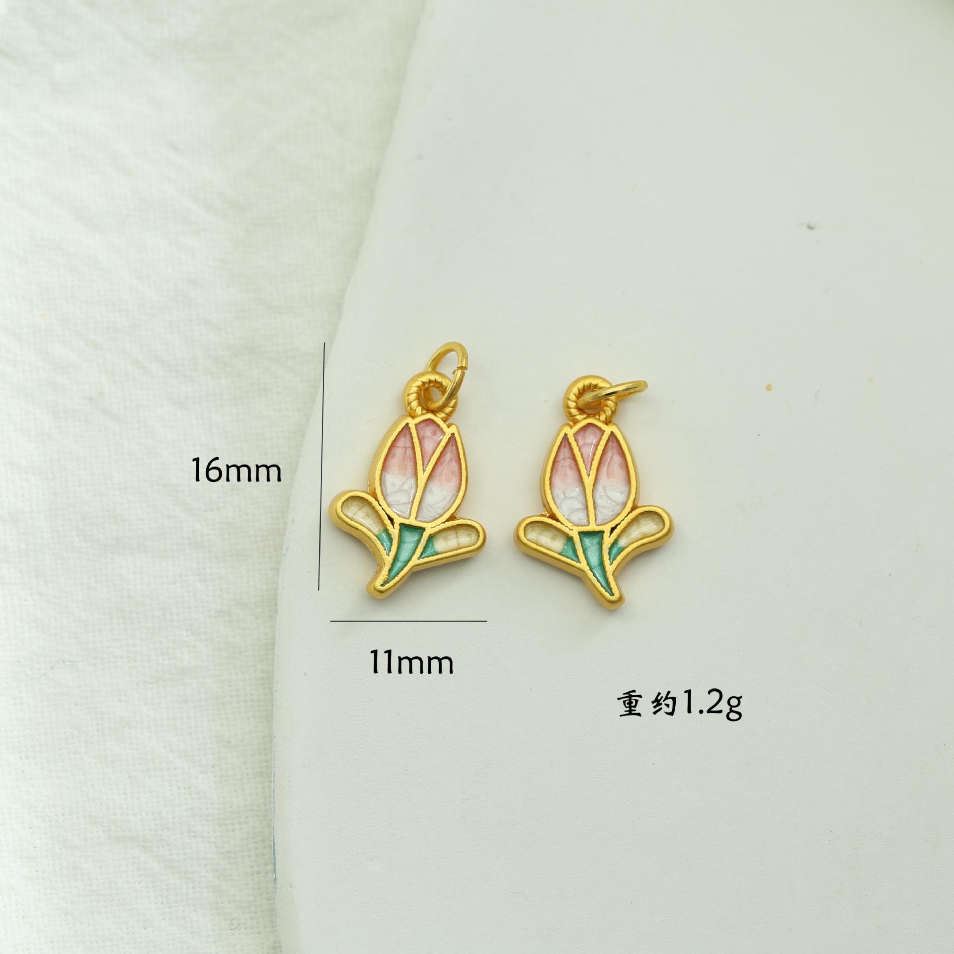 No se desvanece durante mucho tiempo, accesorios de bricolaje de oro antiguo, colgante de tulipán, collar de esmalte pintado a mano, cadena de clavícula, accesorios de joyería