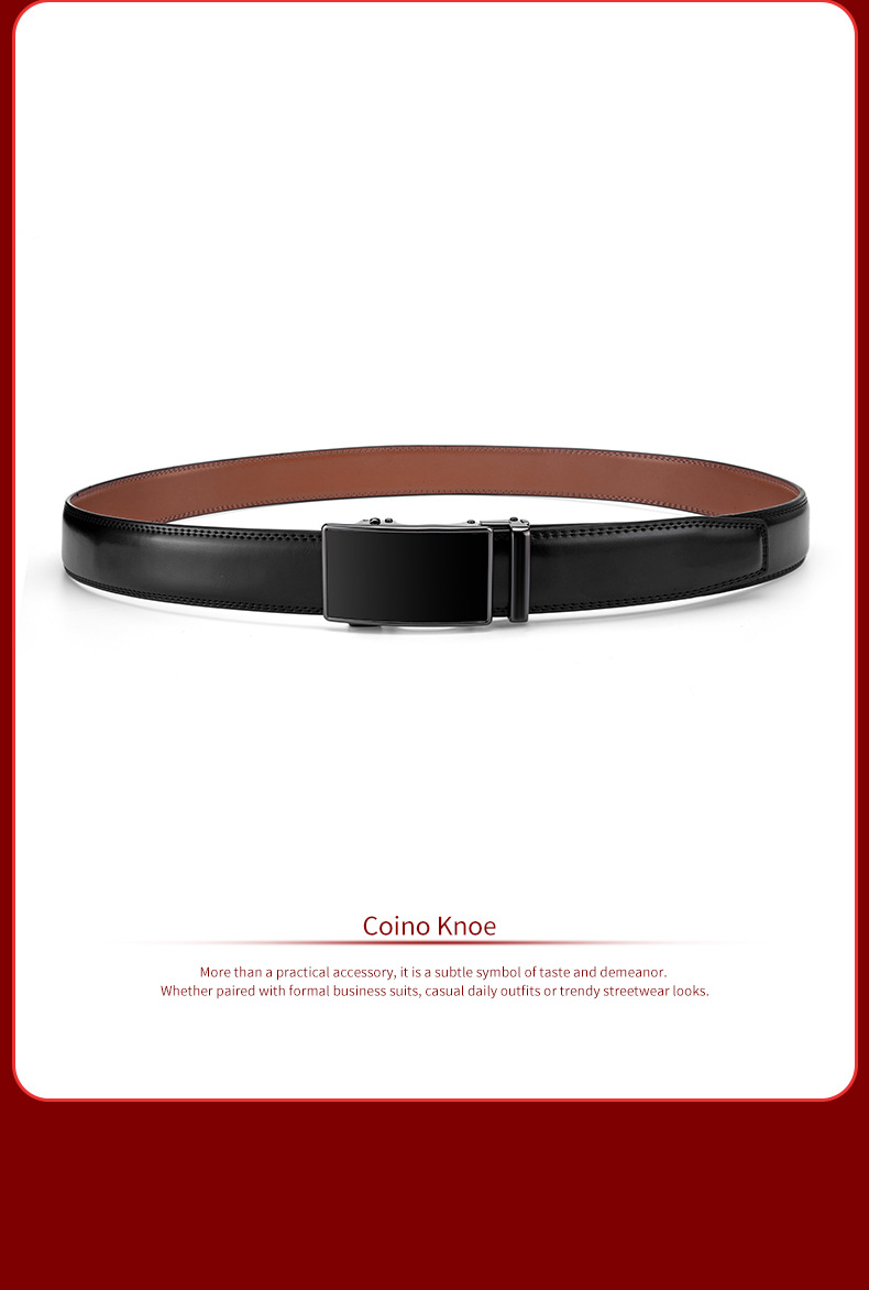 High-end Leather Belt Men's Waist Belt Automatic Buckle Genuine Leather Belt Casual Business Men's Trousers Belt Customizable LOGO Export Style