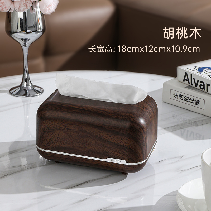 Caja de dibujo Caja de papel de servilleta para el hogar de escritorio de alto valor de alta calidad Caja de pañuelos de almacenamiento de sala de estar de color de madera de imitación creativa