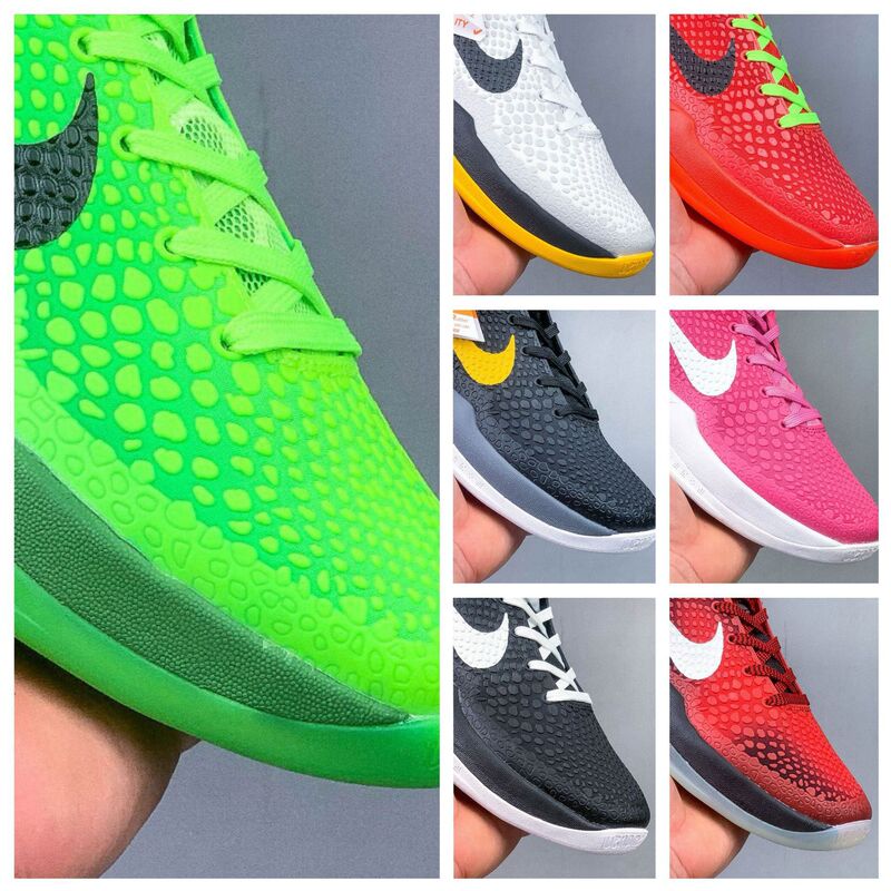 Putian Pure Original Kobe Zk6 Basketball Shoes Reverse Green Hornet Playoff Black and Red Men's and Women's Sports Casual Shoes Wear-Resistant