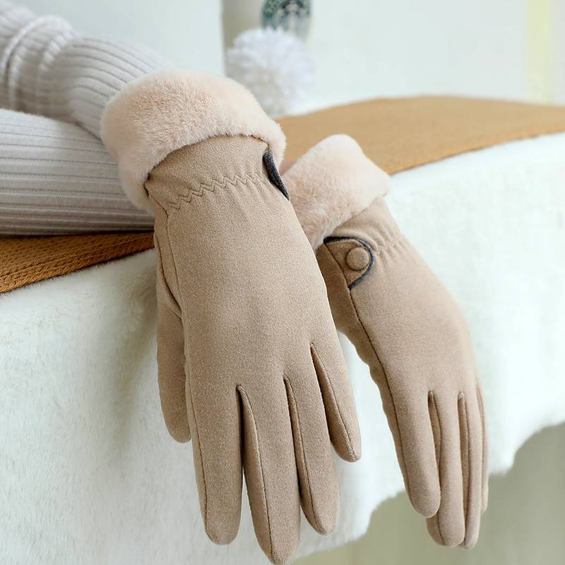Guantes térmicos para mujer con forro polar para montar y conducir engrosados ciclismo a prueba de viento al aire libre de terciopelo a prueba de frío Otoño e Invierno guantes