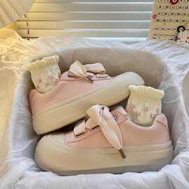 大头鞋面包鞋女2025春夏季丑萌百搭白色鞋子小白鞋厚底休闲板鞋子