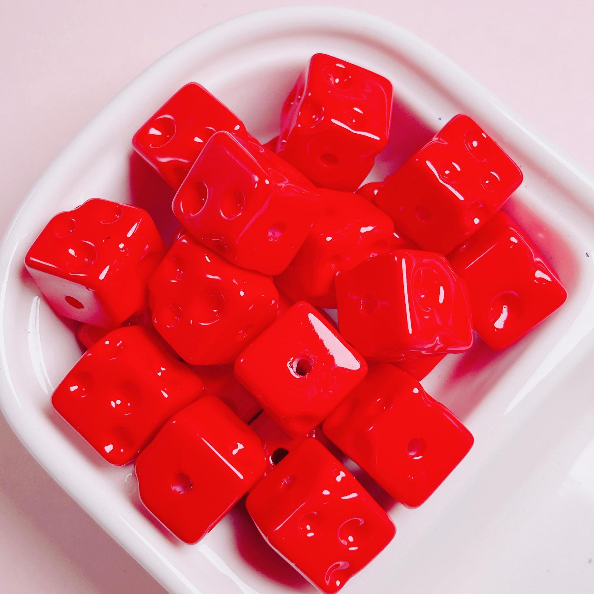 Acrílico color caramelo queso agujero recto beads diy accesorios de joyería de cadenas de teléfonos móviles colgantes de beads sueltos llaveros beads