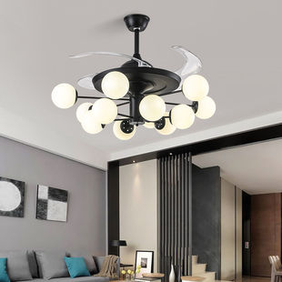 Nordic Magic Bean Molecular Invisible Fan Lamp Living Room Lamp Simple Modern Restaurant Home Light Luxury Integrated Ceiling Fan Lamp