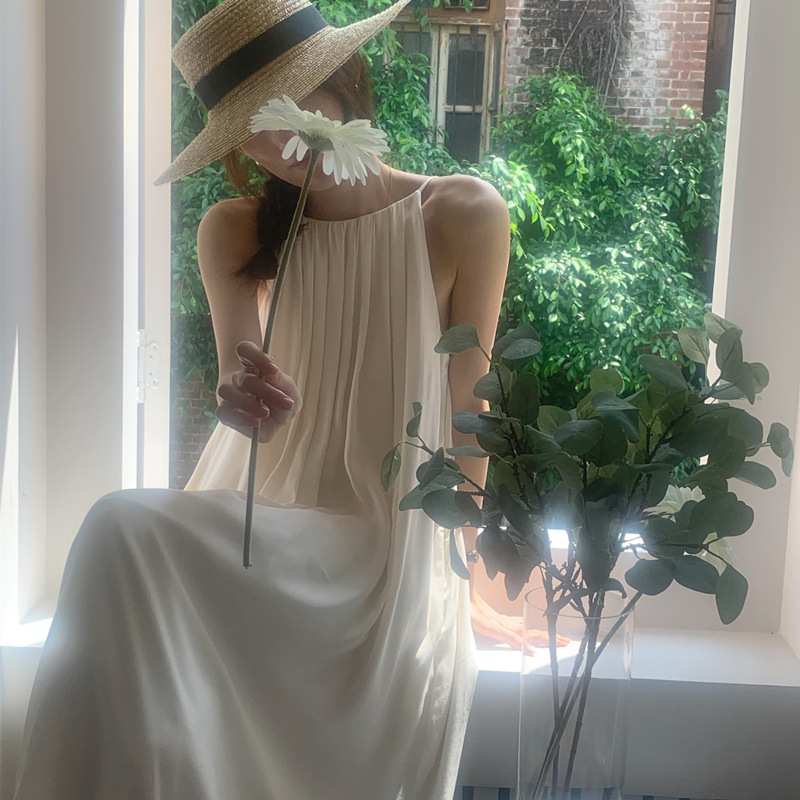 Summer design solid long slip dress sleevless