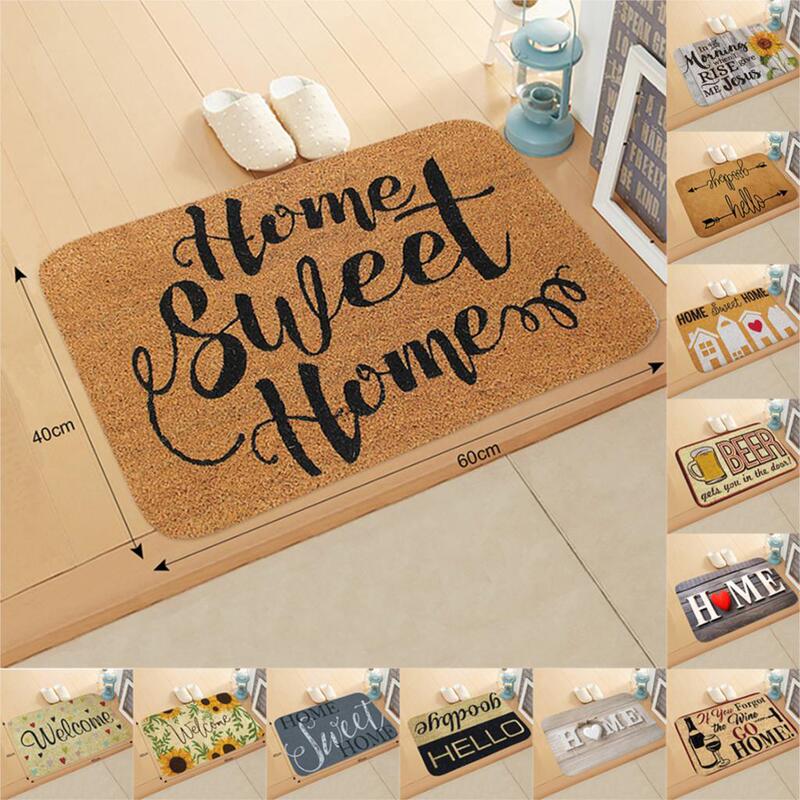 Flannel bathroom kitchen floor mat welcome sweet home letter front door floor mat door mat non-slip floor mat for guests Flannel bathroom kitchen floor mat welcome sweet home letter front door floor mat door mat non-slip floor mat for guests