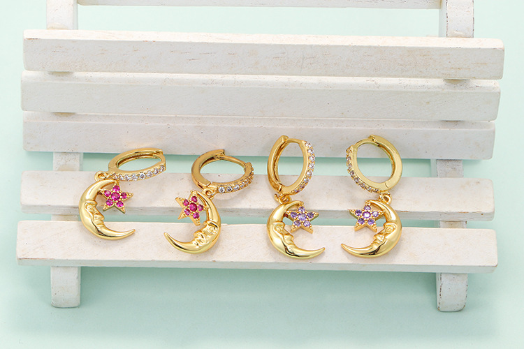 18K Real Gold Plated Plating Material Zircon Inlay Material Earrings Classification Geometric Plating Metal Zircon Copper Earrings
