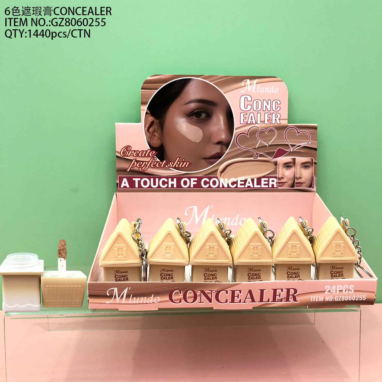 Nuevo Mlundo seis colores de alto brillo concelador blush sequinilla decolor óleo labial invisible barra de concelador maquillaje al por mayor