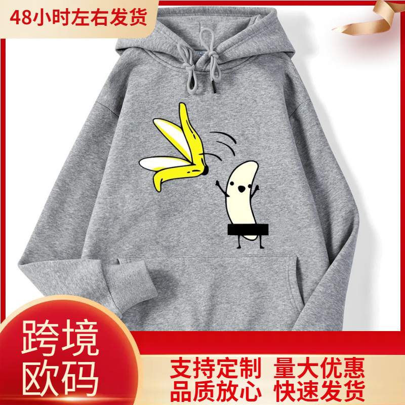 Streetwear Ladies Hoodies Let's Take Off Banana Skins Funny Print Clothing Warm Sweatshirt Women