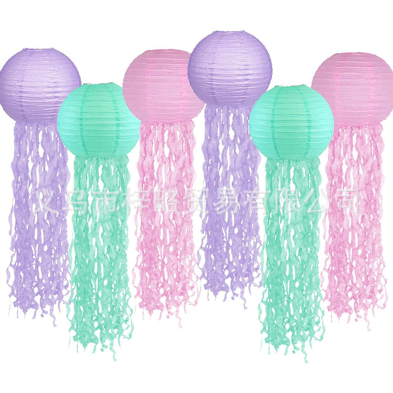 cross-border special diy lantern children handmade creative hanging jellyfish lantern room decoration mermaid birthday