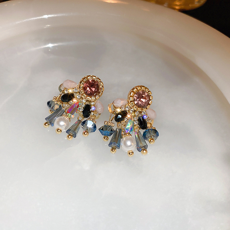 Pendientes de mariposa de cristal artificial degradado de aguja de plata chapado en oro real 2025 nuevos pendientes pendientes de moda exquisita mujer