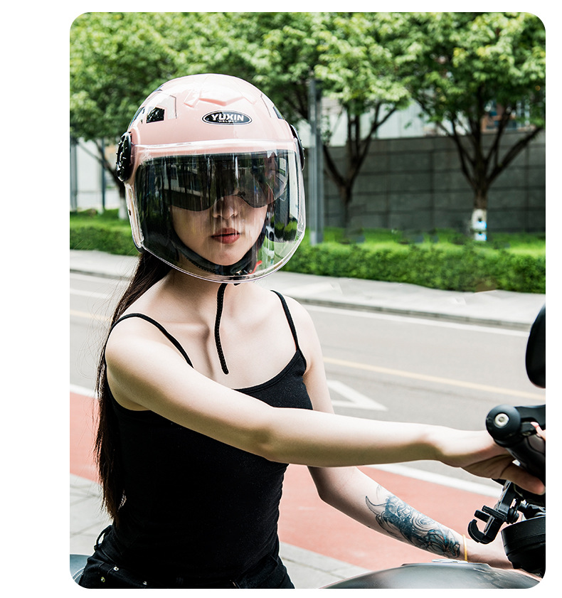 3C Certified Dual-Mirror Electric Motorcycle Helmet for Women and Men, Half Helmet for Electric Scooters, Safety Helmet for Electric Vehicles
