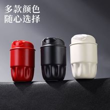 双饮咖啡杯316不锈钢保温杯便携随行大号高颜值吸管咖啡杯3D花瓣