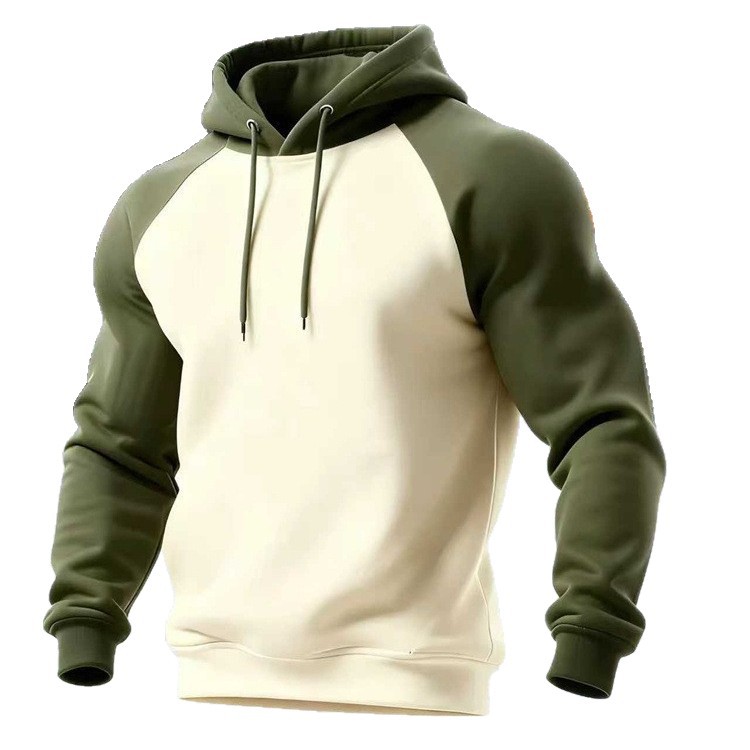 Monochrome Man- Foreign Trade European And American New Winter Casual Color-Blocked Men's Fleece-Lined Thick Pullover Hooded_voghion.com