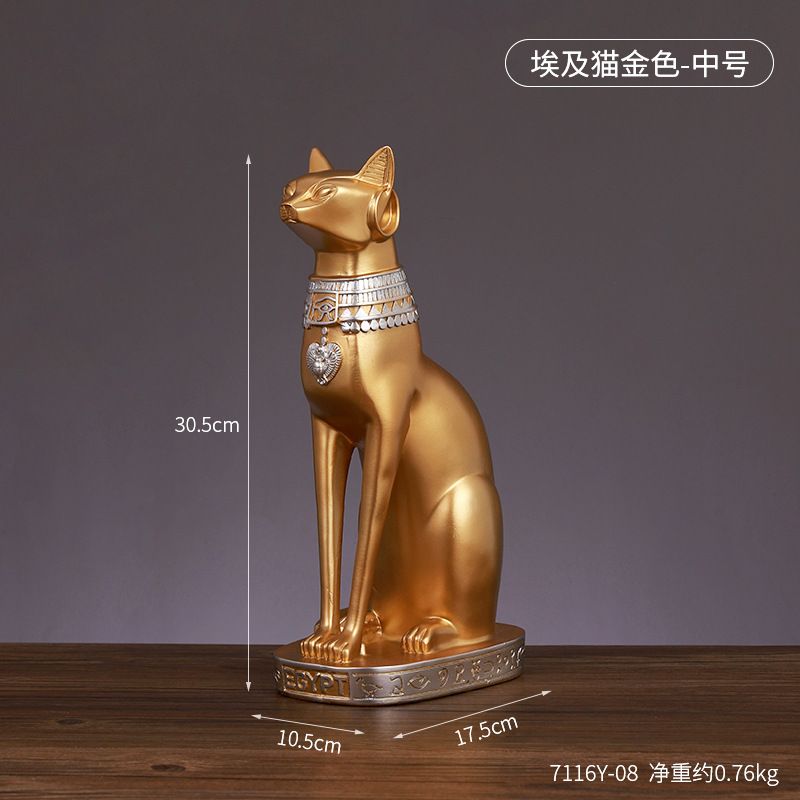 Creative Egyptian cat god guardian decoration home living room wine cabinet decoration personalized Lucky Cat resin crafts