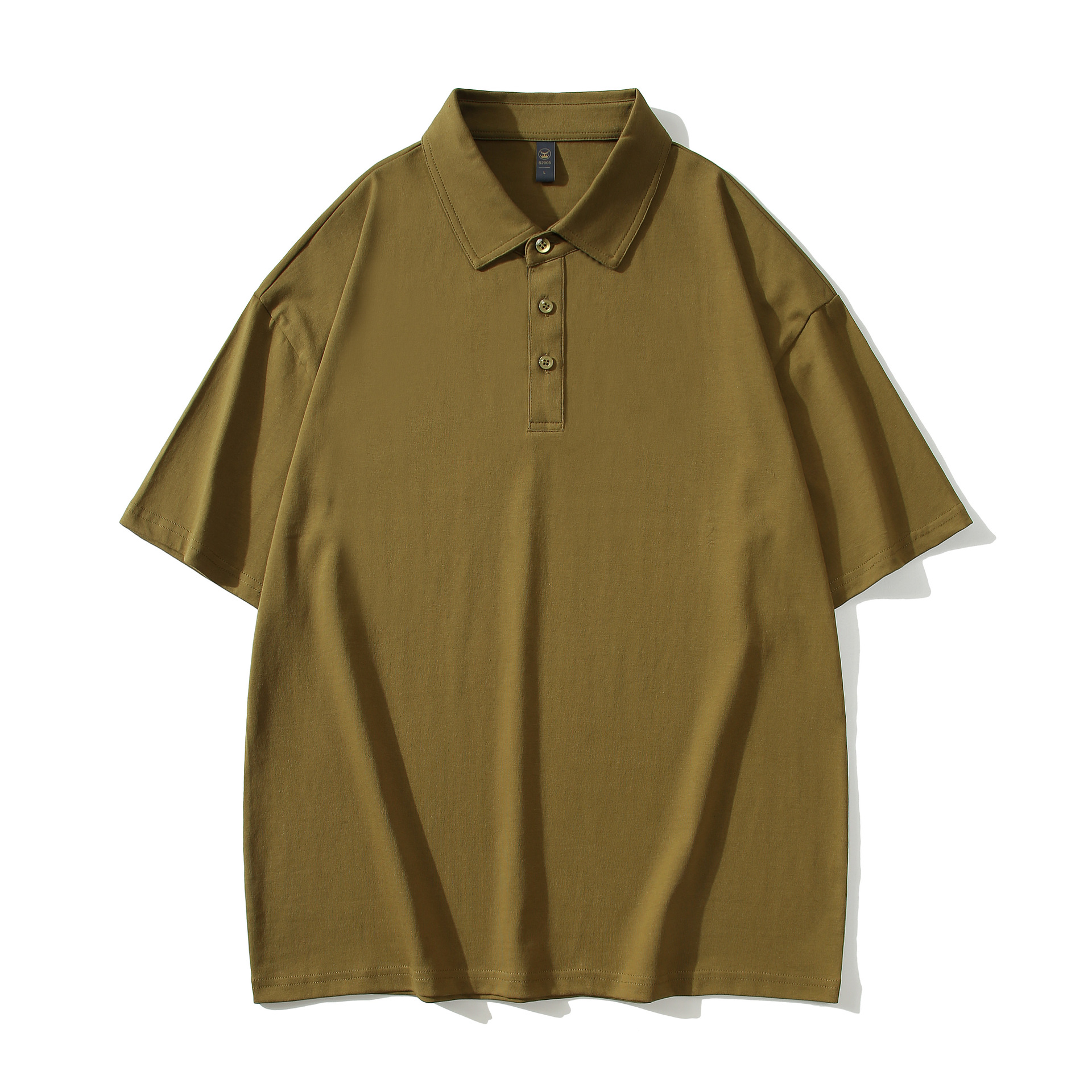 240G pesado algodón polo camiseta de manga corta hombre primavera y verano alta sensación blanca pura polo camiseta con solapa camiseta de hombre