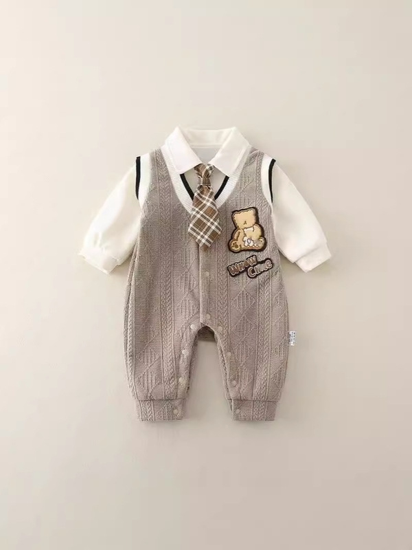 赤ちゃんの秋服男の子と赤ちゃんのベルベットの厚いワンピース春秋満月百日ドレス紳士のドレス|undefined