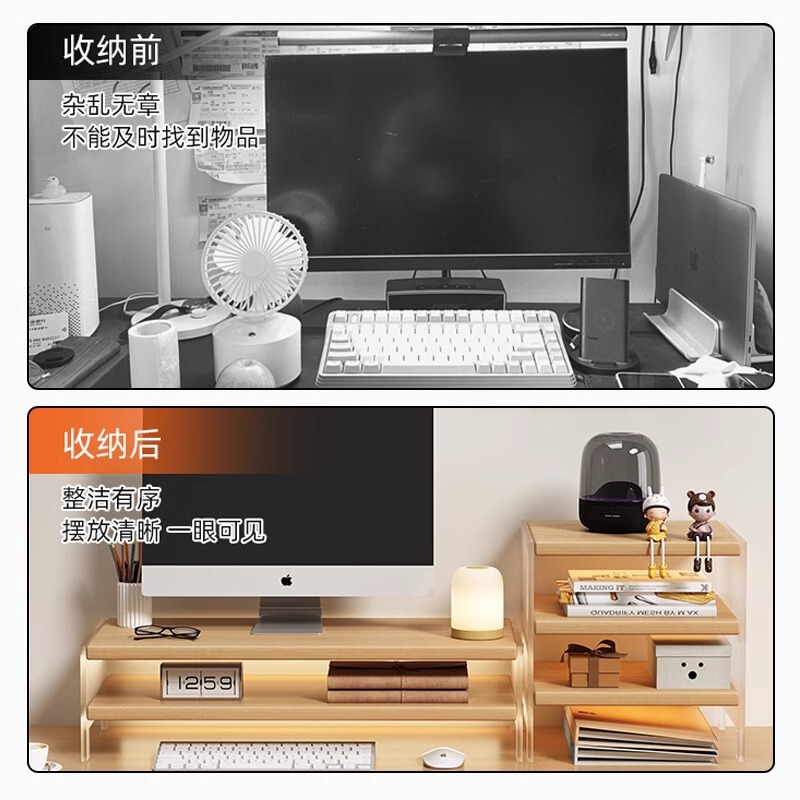 コンピュータモニタースタンドデスクトップスクリーン高架ラックノートブックサポートスタンドオフィスデスクトップ収納ラックベースリフト|undefined