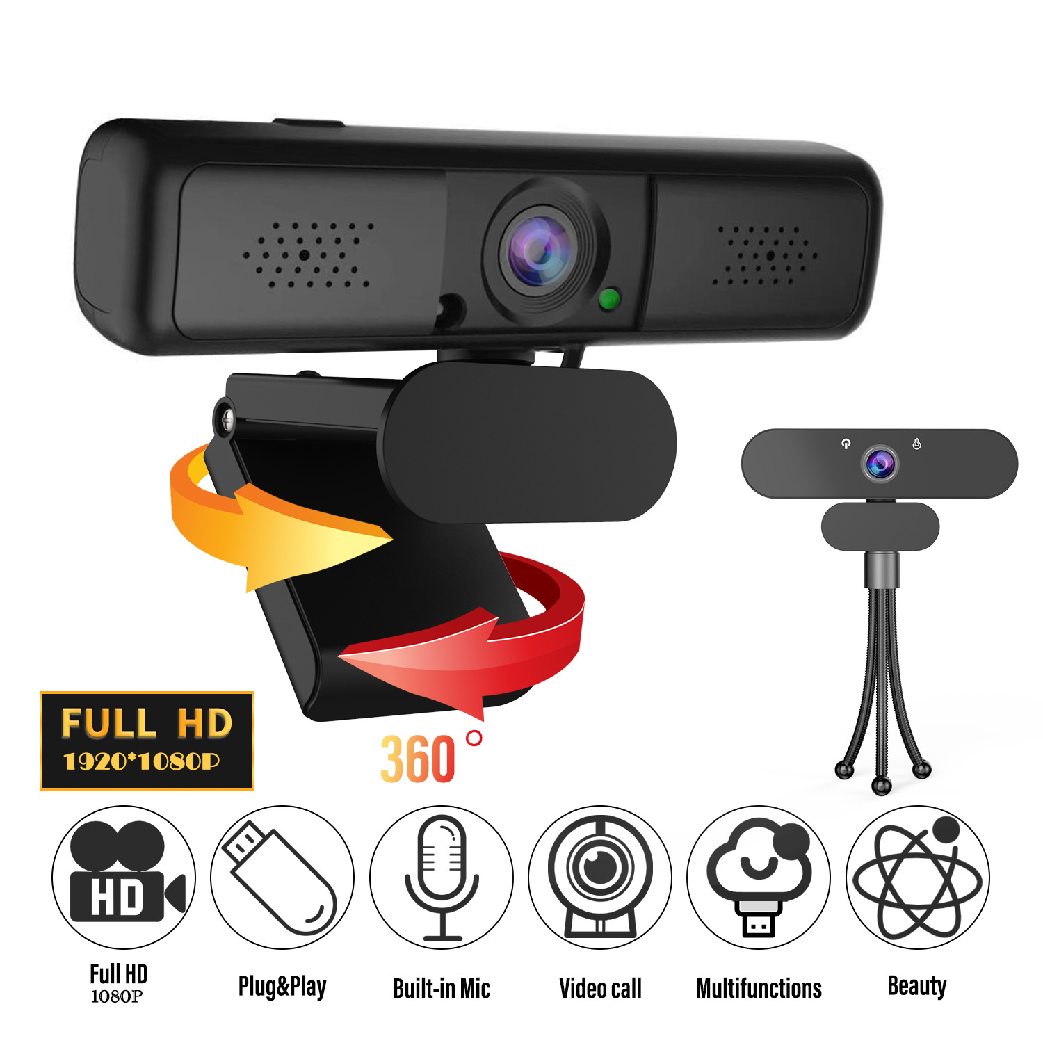 工厂货源电脑摄像头4K高清兼容1080P直播网课视频会议广角摄像机